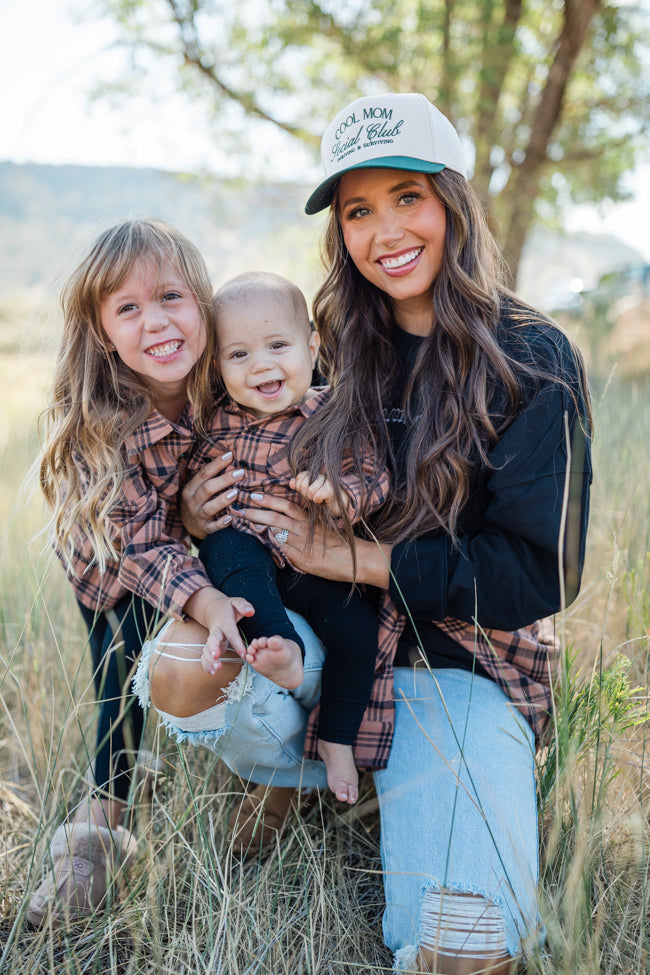 Kid's Nash Brown and Black Plaid Shirt Emily Fauver X Pink Lily