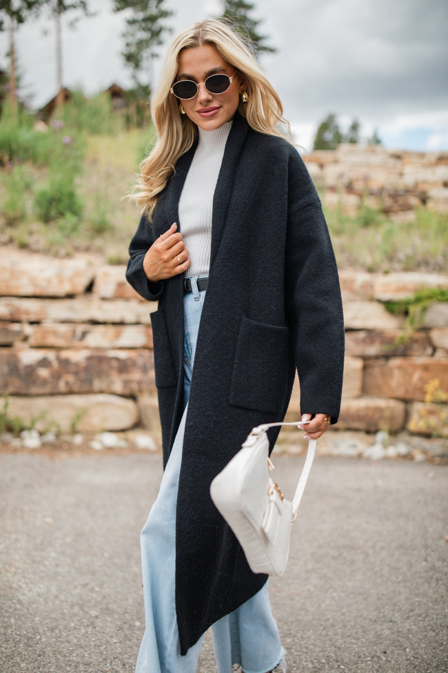 Go Where You Choose Black Long Cardigan