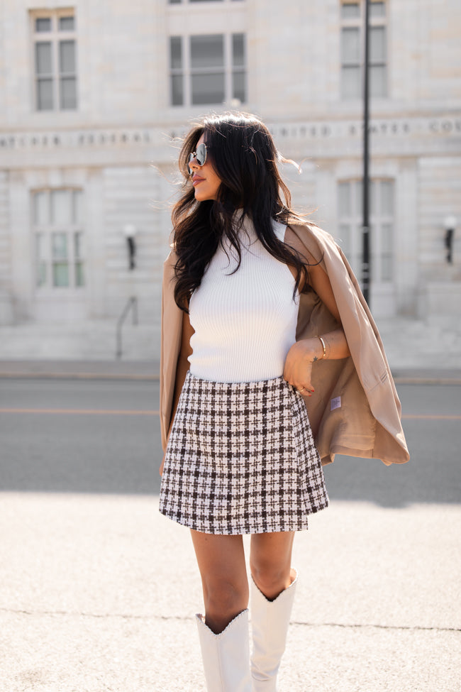 Sweet Escapes Brown Plaid Skort