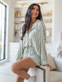 Under The Stars In Olive Grateful Gingham Long Sleeve Bamboo Pajama Top