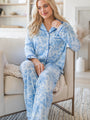 Under The Stars In Blue Floral Fantasy Long Sleeve Bamboo Pajama Top