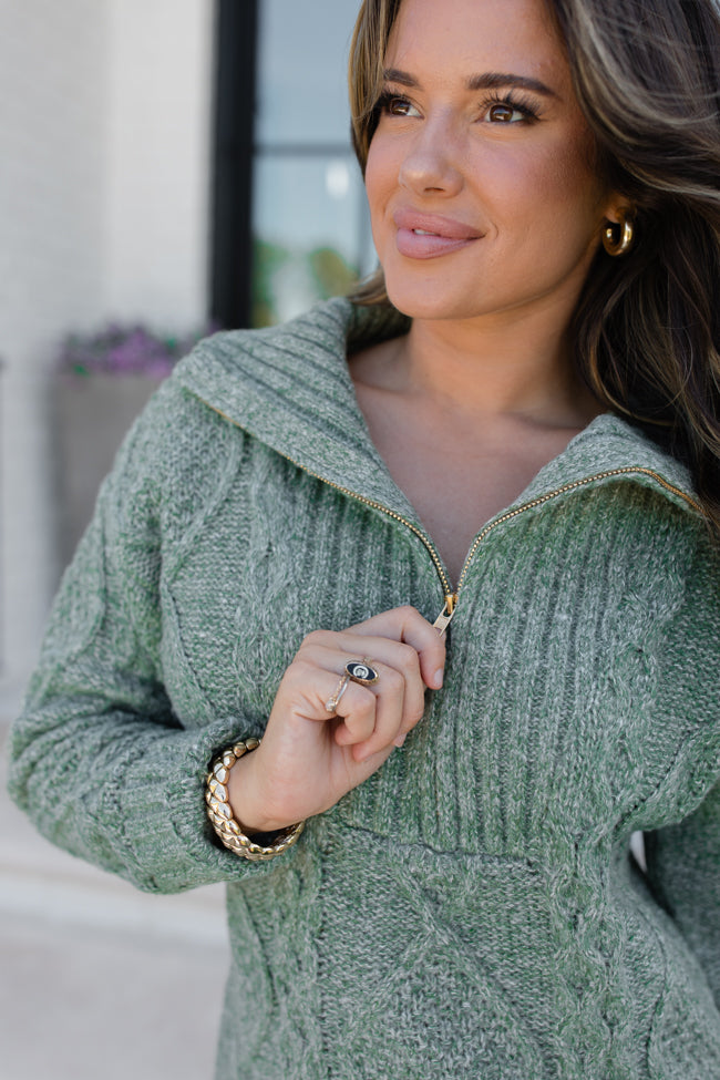 Olive green half zip sweater sale