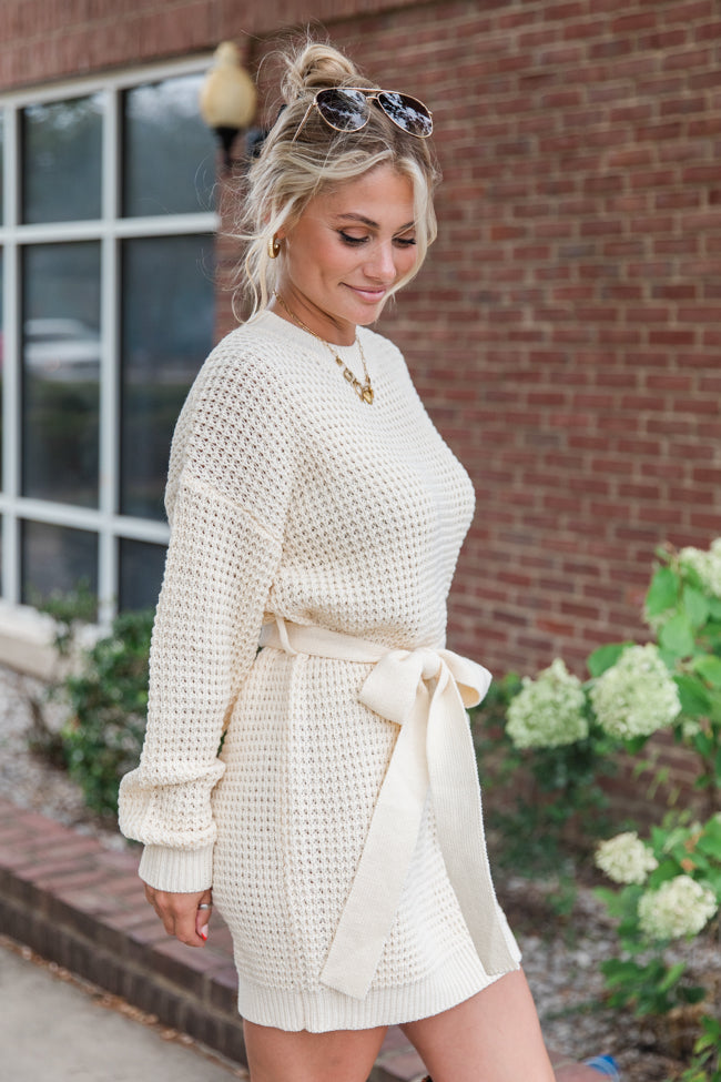 Keep On Wondering Ivory Knit Dress