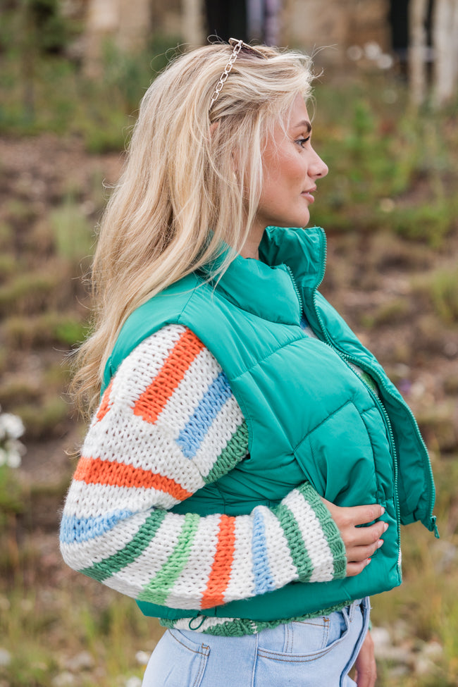 Sights To See Green Cropped Puffer Vest FINAL SALE