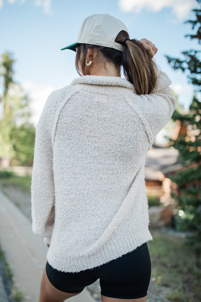 Signature Move Taupe Fuzzy Quarter Zip Pullover