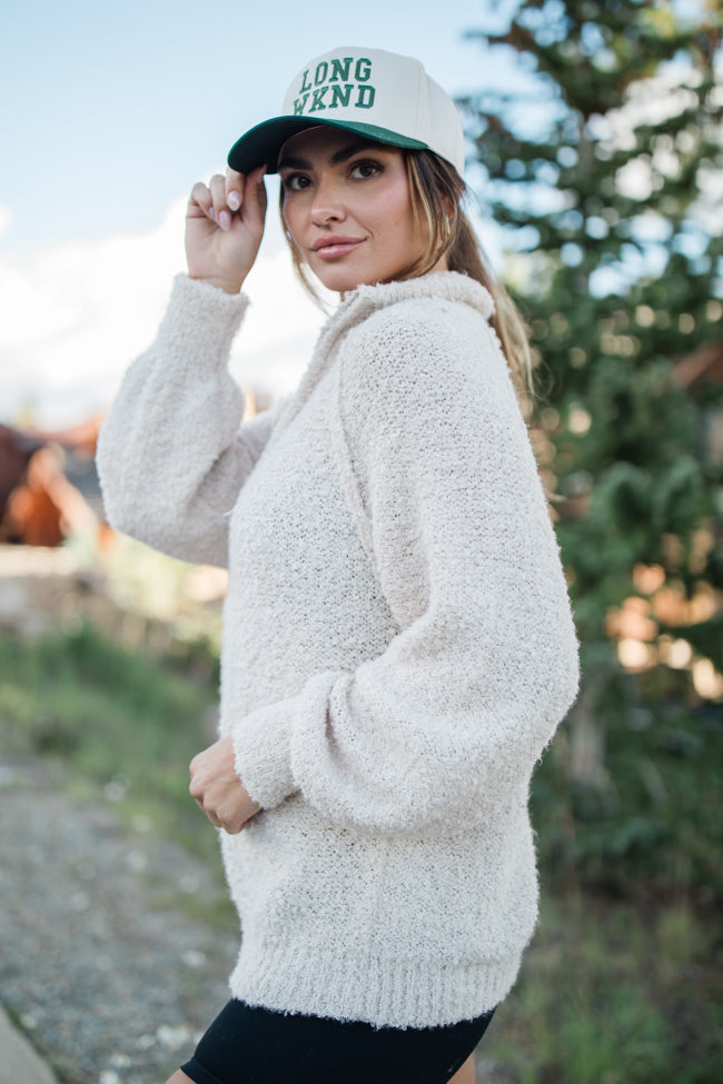 Signature Move Taupe Fuzzy Quarter Zip Pullover