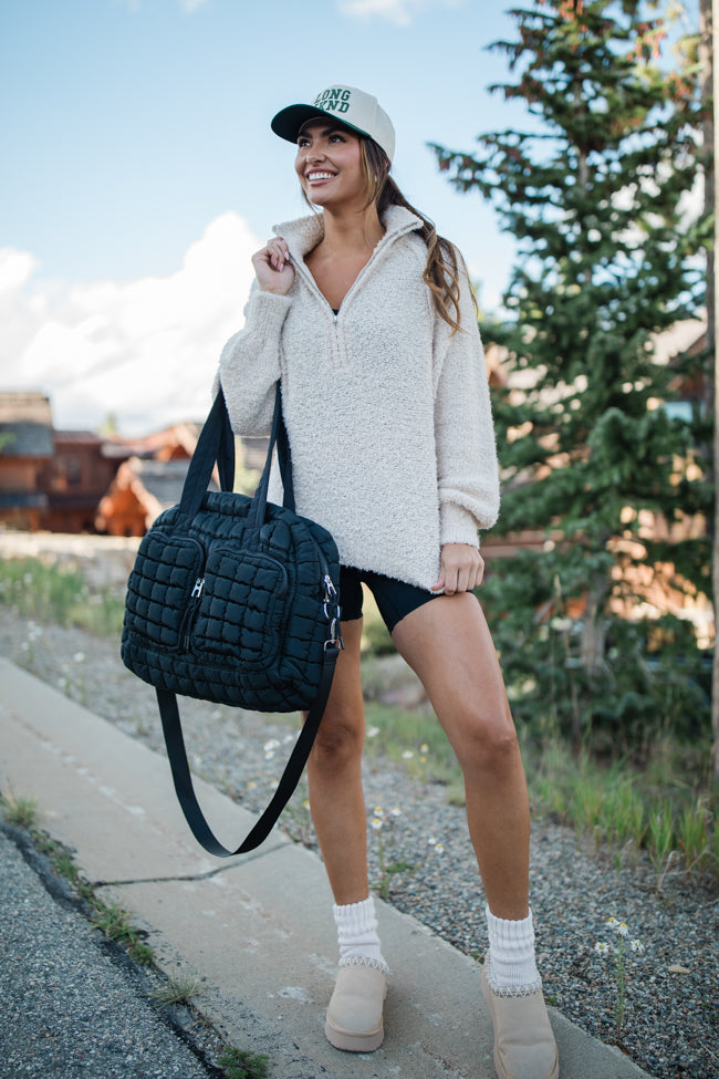 Signature Move Taupe Fuzzy Quarter Zip Pullover