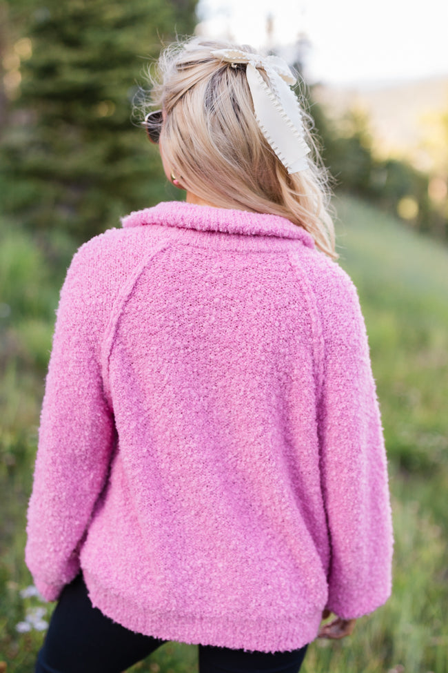 Signature Move Rose Fuzzy Quarter Zip Pullover