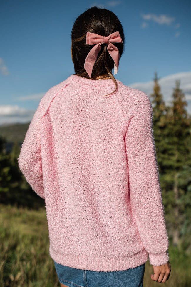 Dreamy Days Pink Fuzzy Crew Neck Sweater