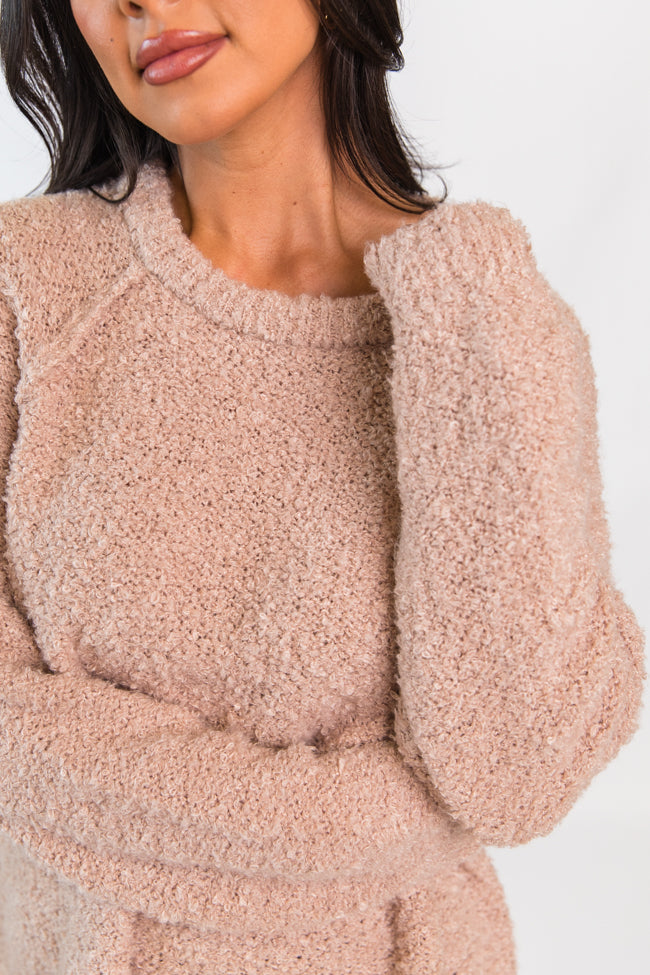 Elizabeth Mushroom Fuzzy Crew Neck Sweater Emily Fauver X Pink Lily