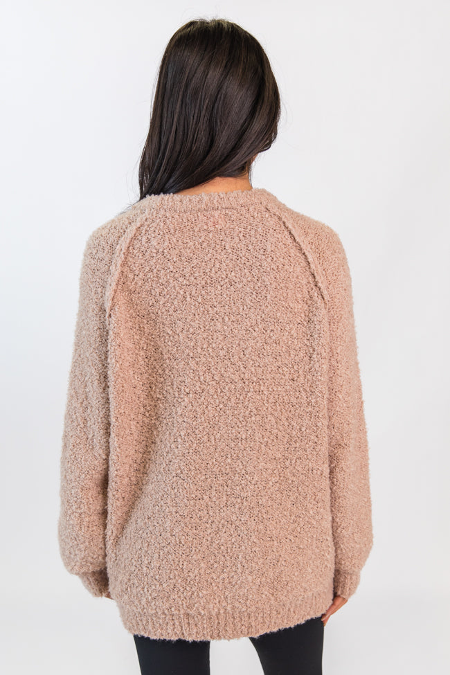 Elizabeth Mushroom Fuzzy Crew Neck Sweater Emily Fauver X Pink Lily