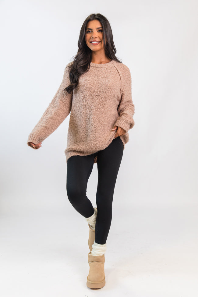 Elizabeth Mushroom Fuzzy Crew Neck Sweater Emily Fauver X Pink Lily