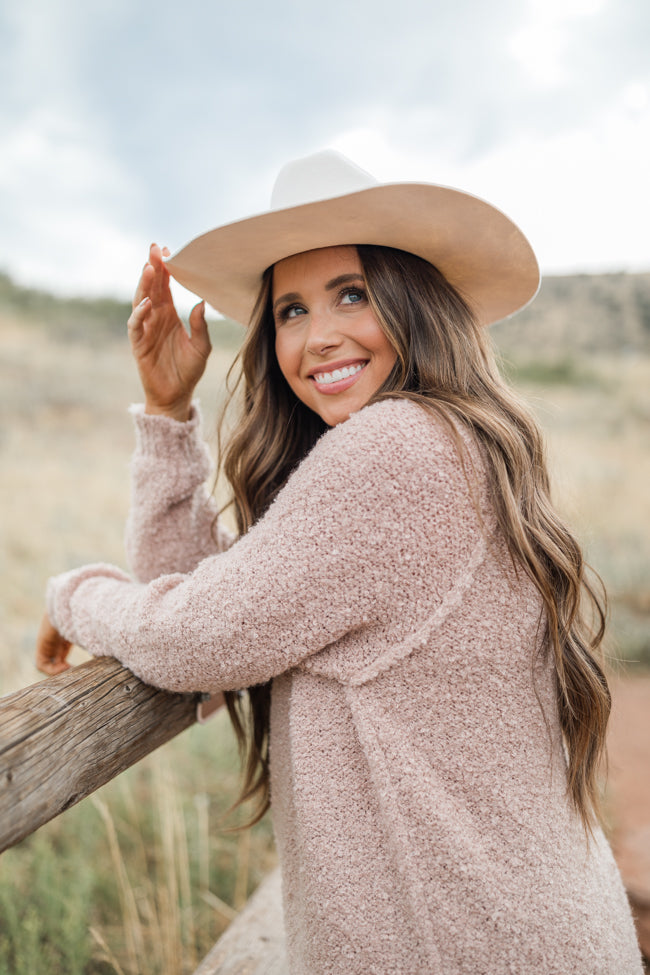 Elizabeth Mushroom Fuzzy Crew Neck Sweater Emily Fauver X Pink Lily