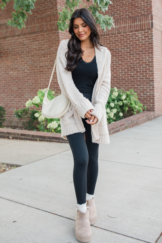 All Time Fav Beige Fuzzy Cardigan