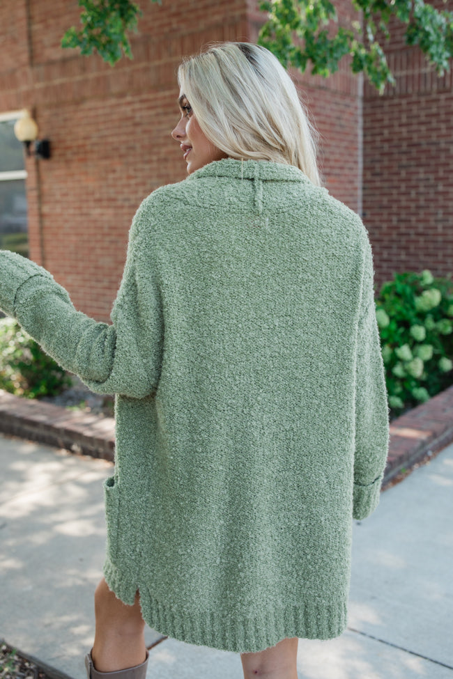 All Time Fav Olive Fuzzy Cardigan