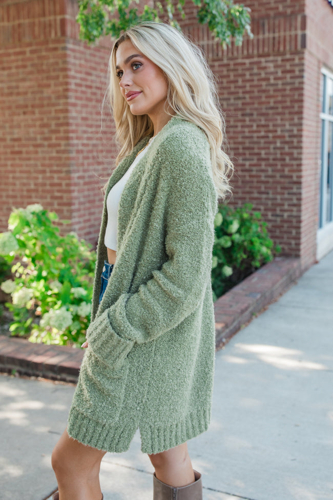 All Time Fav Olive Fuzzy Cardigan