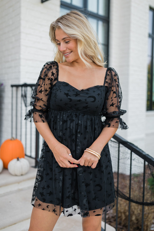 Midnight Moon Sweetheart Overlay Black Dress Macy Blackwell X Pink Lily