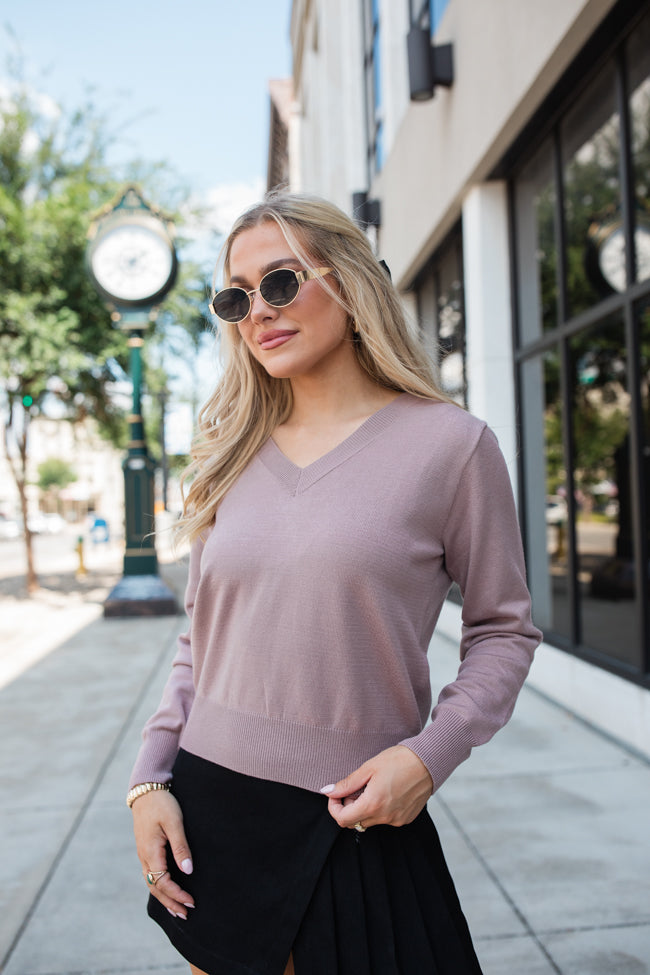 Let's Be Honest Mocha V-Neck Sweater