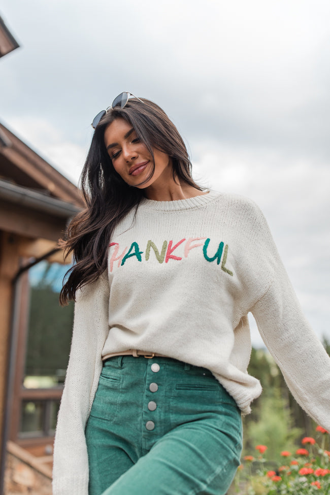 So Very Thankful Beige Sweater