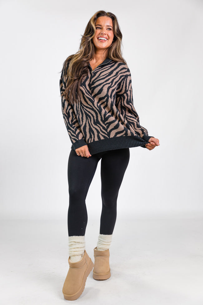 Make It Count In Wild Over You Quarter Zip Sweater