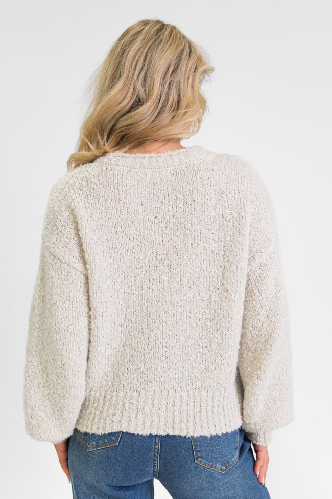 Longer Nights Stone Fuzzy Pocketed Sweater