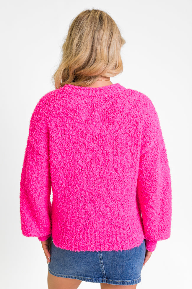 Longer Nights Magenta Fuzzy Pocketed Sweater