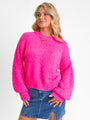 Longer Nights Magenta Fuzzy Pocketed Sweater