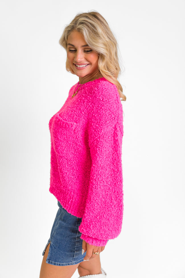 Longer Nights Magenta Fuzzy Pocketed Sweater