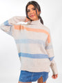 Stripe Up A Conversation Navy and Orange Turtleneck Sweater