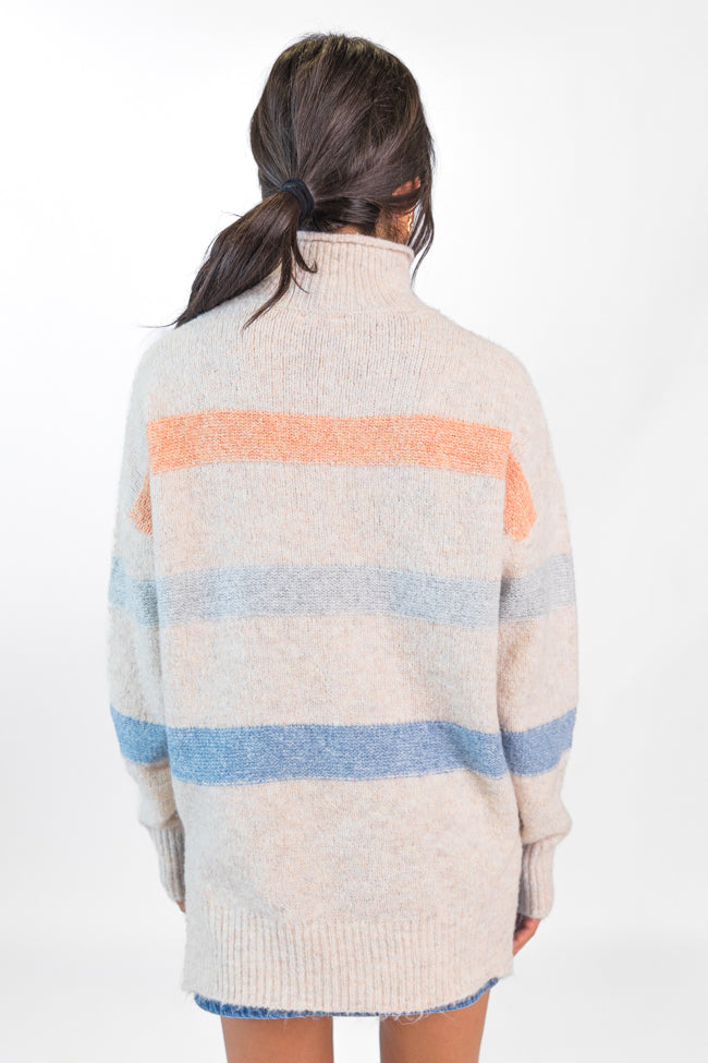 Stripe Up A Conversation Navy and Orange Turtleneck Sweater