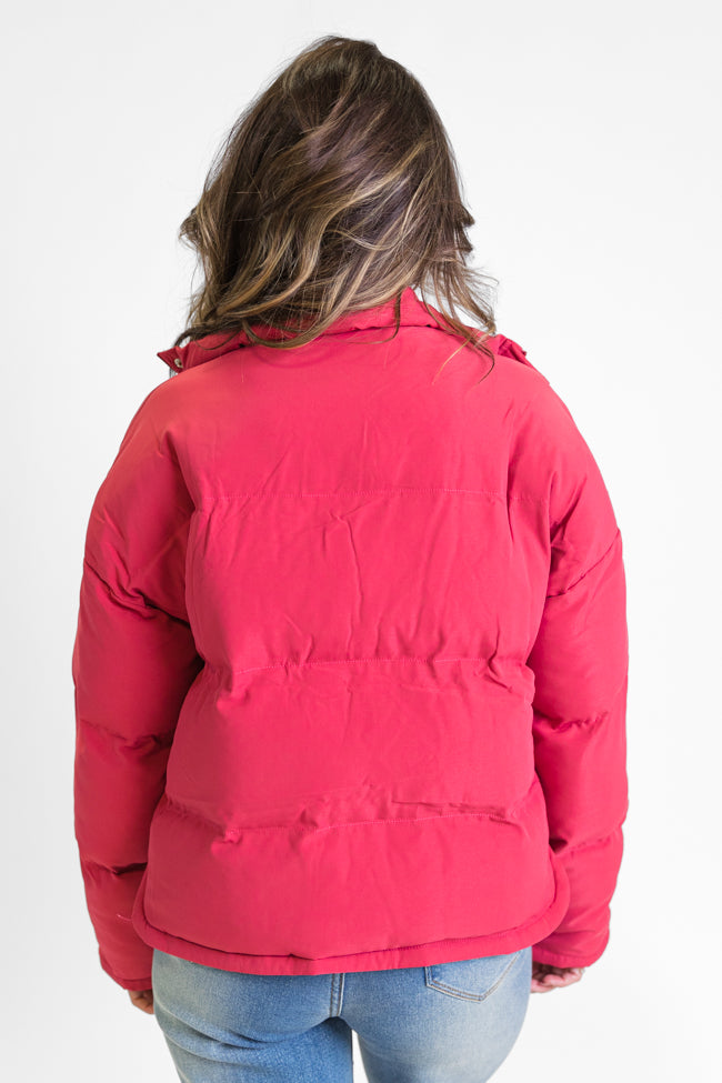 Snow Problem At All Magenta Puffer Jacket