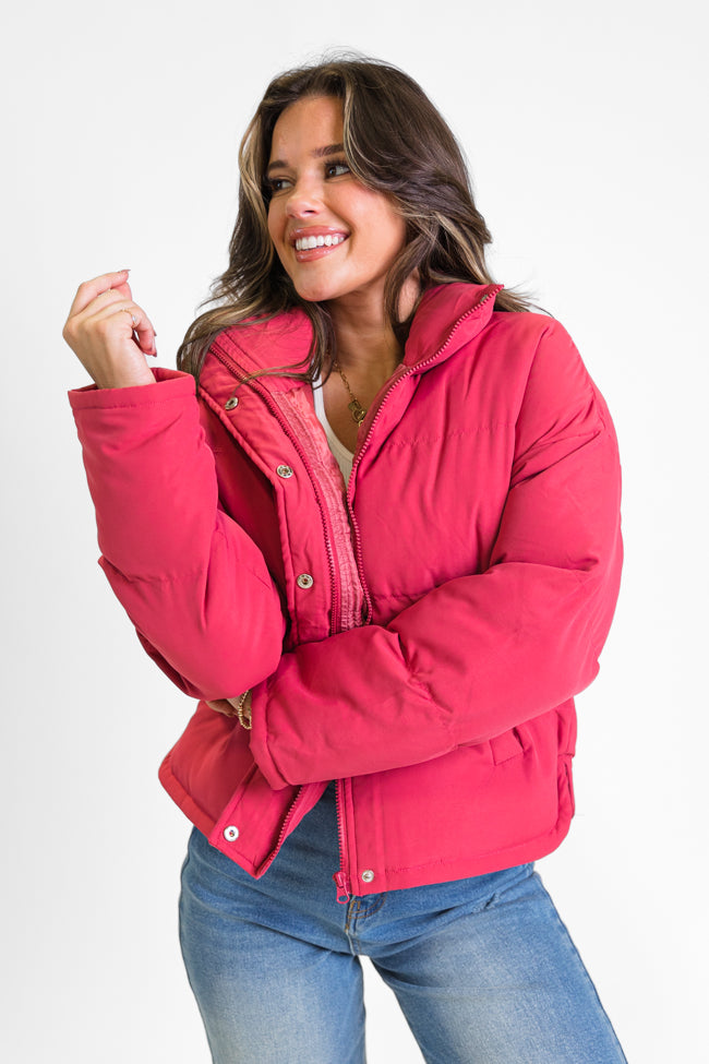 Snow Problem At All Magenta Puffer Jacket