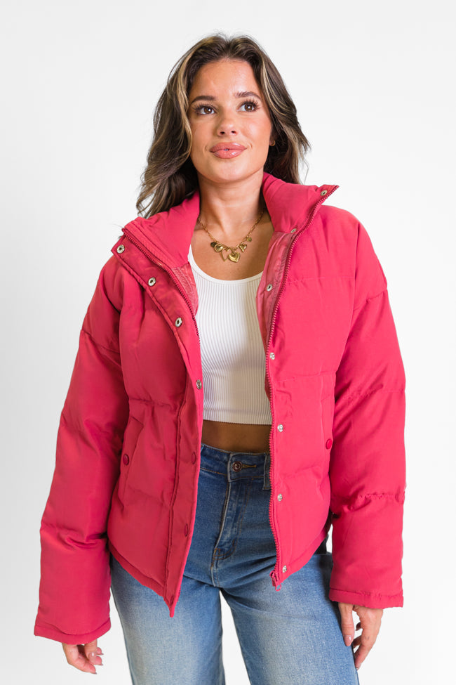 Snow Problem At All Magenta Puffer Jacket