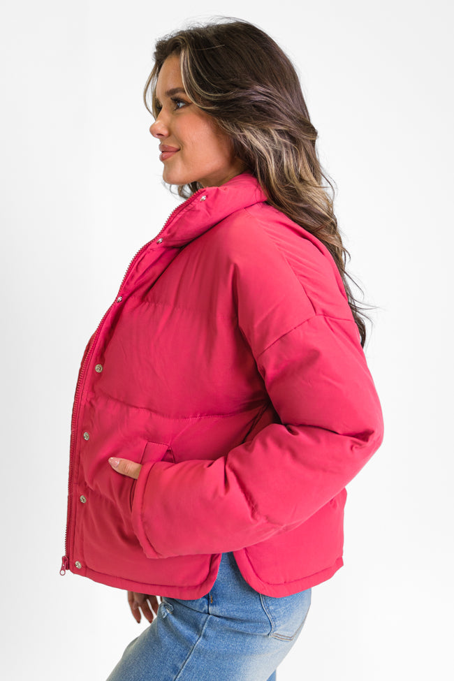 Snow Problem At All Magenta Puffer Jacket