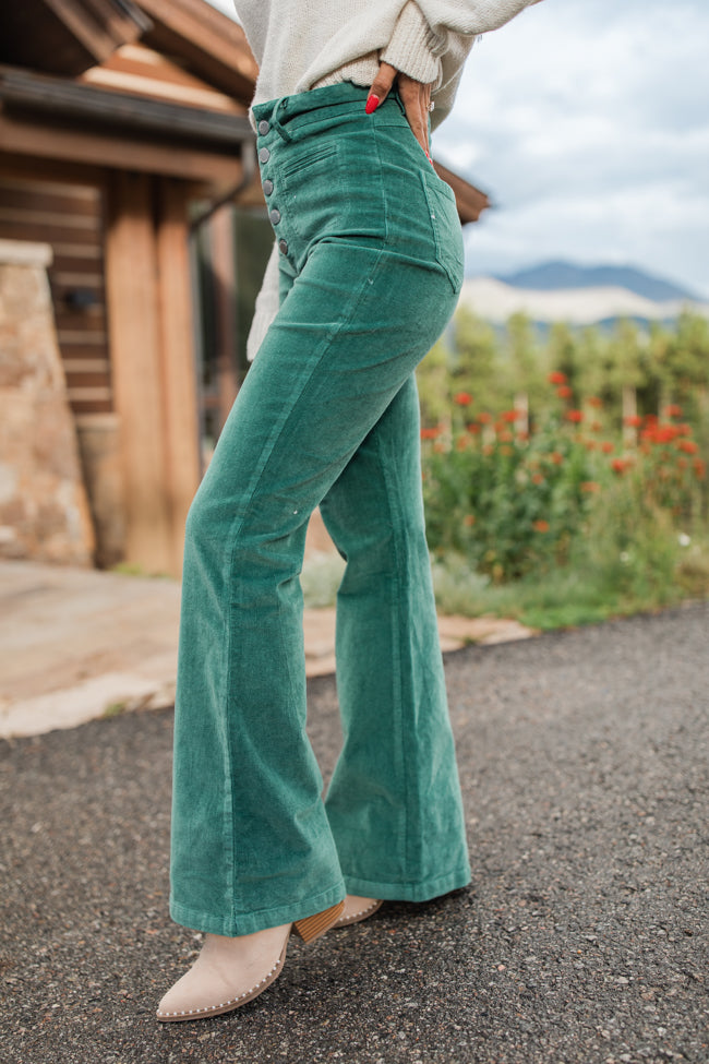 I Can't Forget Green Button Fly Corduroy Pants