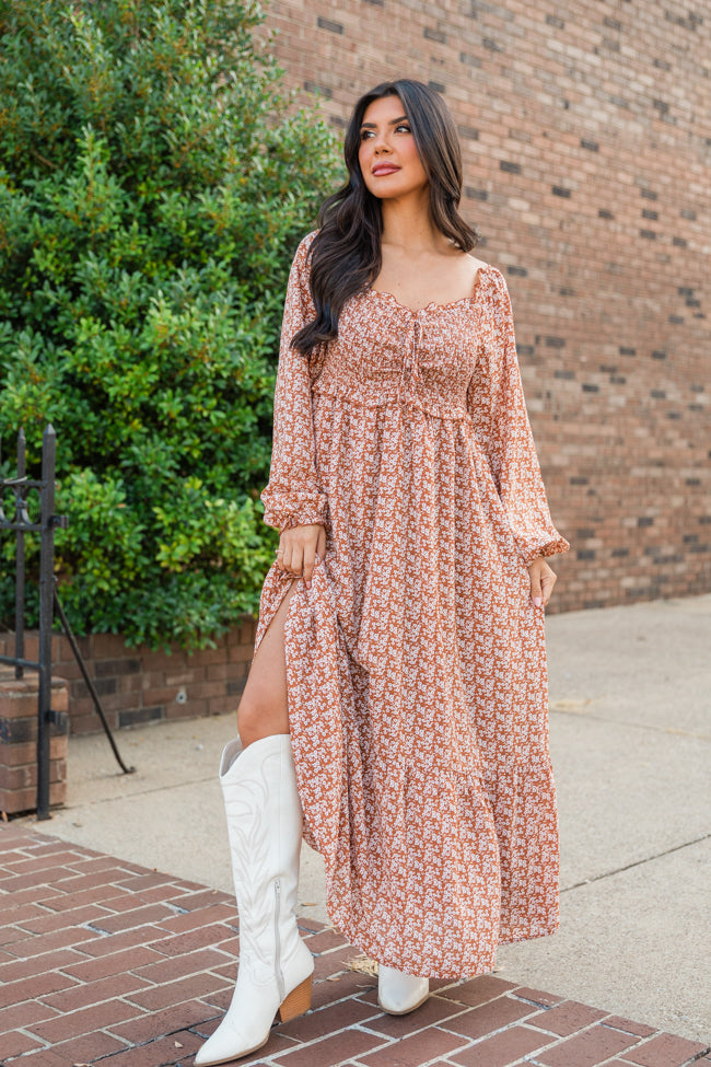 Light Of My Life Brown Ditsy Floral Maxi Dress FINAL SALE