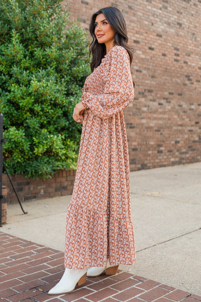 Light Of My Life Brown Ditsy Floral Maxi Dress FINAL SALE