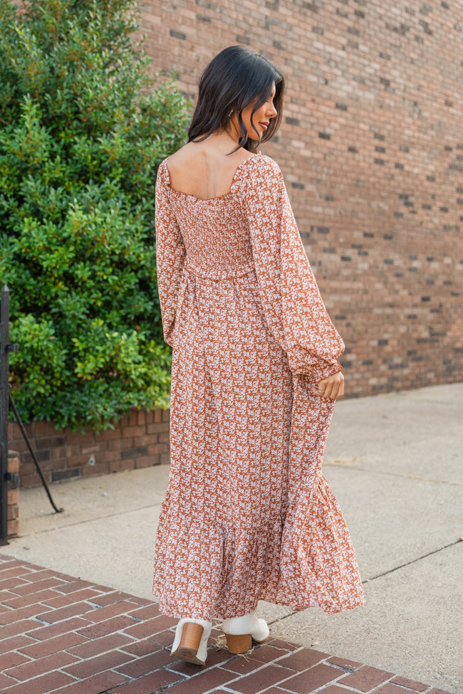 Light Of My Life Brown Ditsy Floral Maxi Dress FINAL SALE