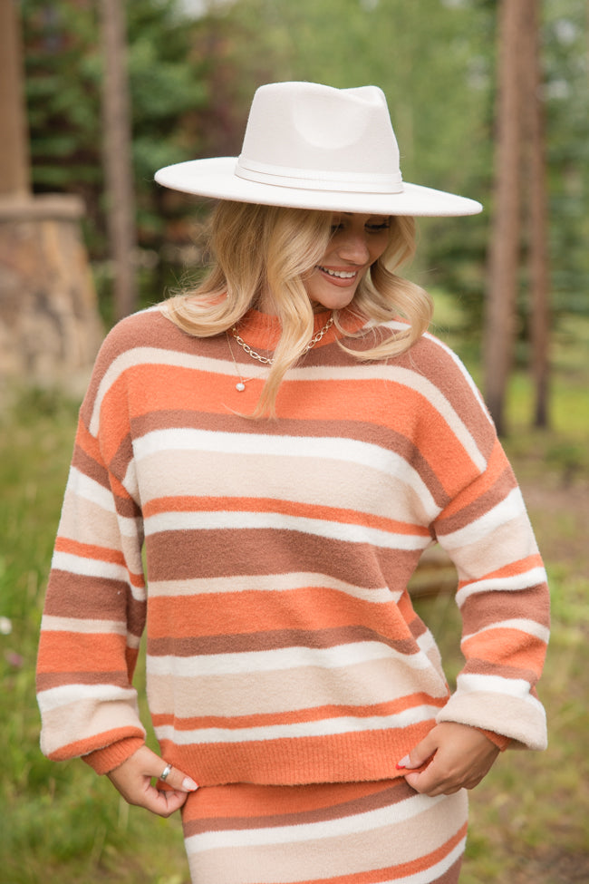 Stripe A Pose Multi Striped Mock Neck Sweater