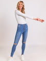 Chelsie Light Wash Busted Knee Tall Jeans