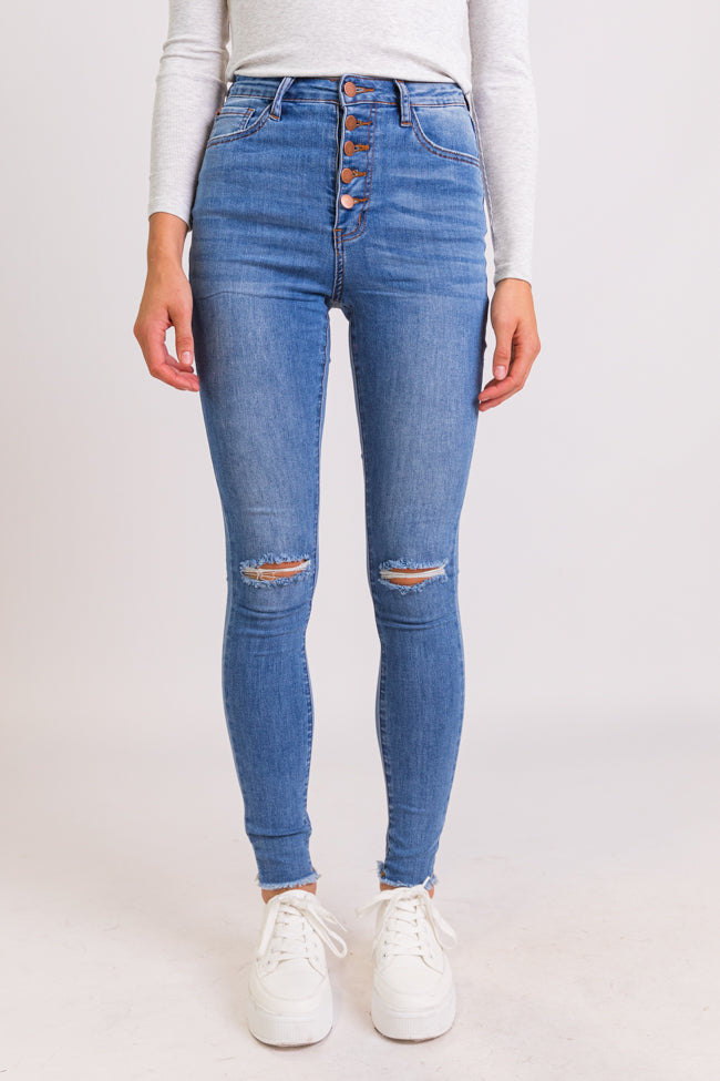 Chelsie Light Wash Busted Knee Jeans