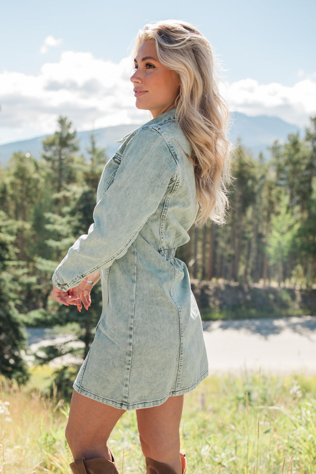 A Dream Of Mine Olive Denim A-Line Dress