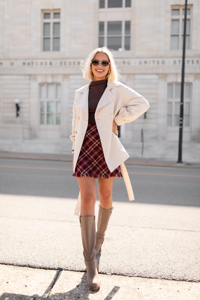 In The Trenches Beige Mid Length Trench Coat