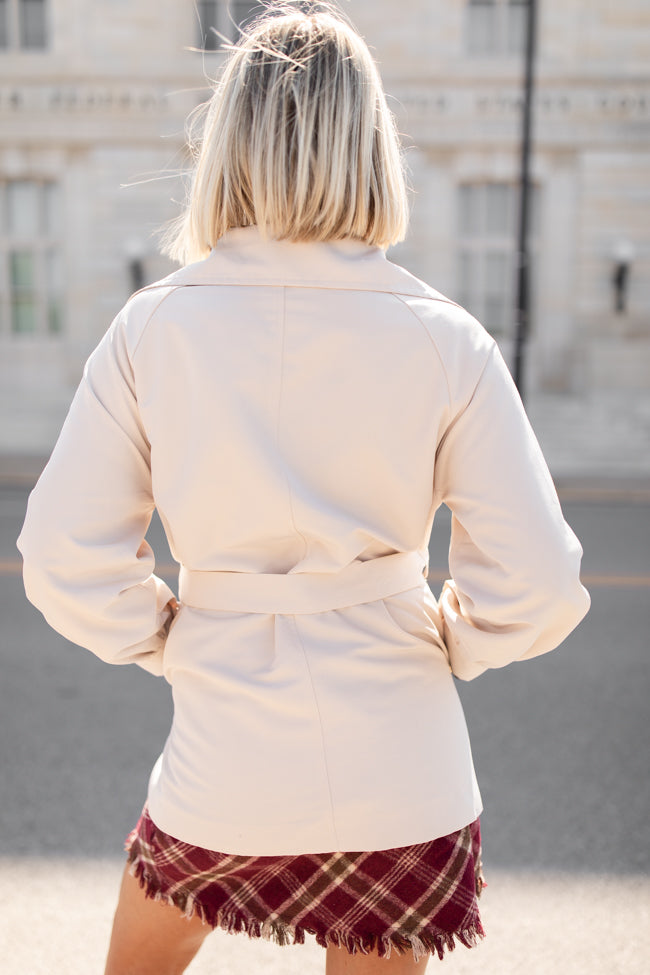 In The Trenches Beige Mid Length Trench Coat