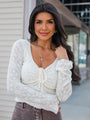 Nice Days Ahead Cream Lace Knit Sweetheart Neckline Top