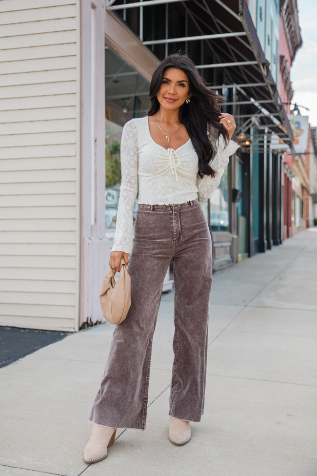 Nice Days Ahead Cream Lace Knit Sweetheart Neckline Top