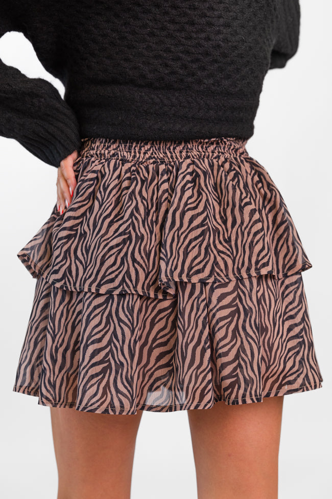 Breezy In Wild Over You Black and Tan Tiered Zebra Skort