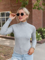 Make Your Choice Grey Ribbed Turtleneck Top