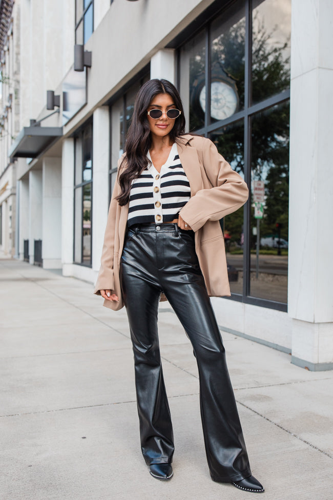 Forevermore Black Faux Leather Flare Pants