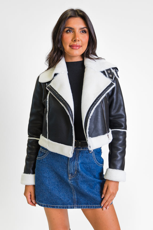 Night Rhythm Black Sherpa Trim Jacket